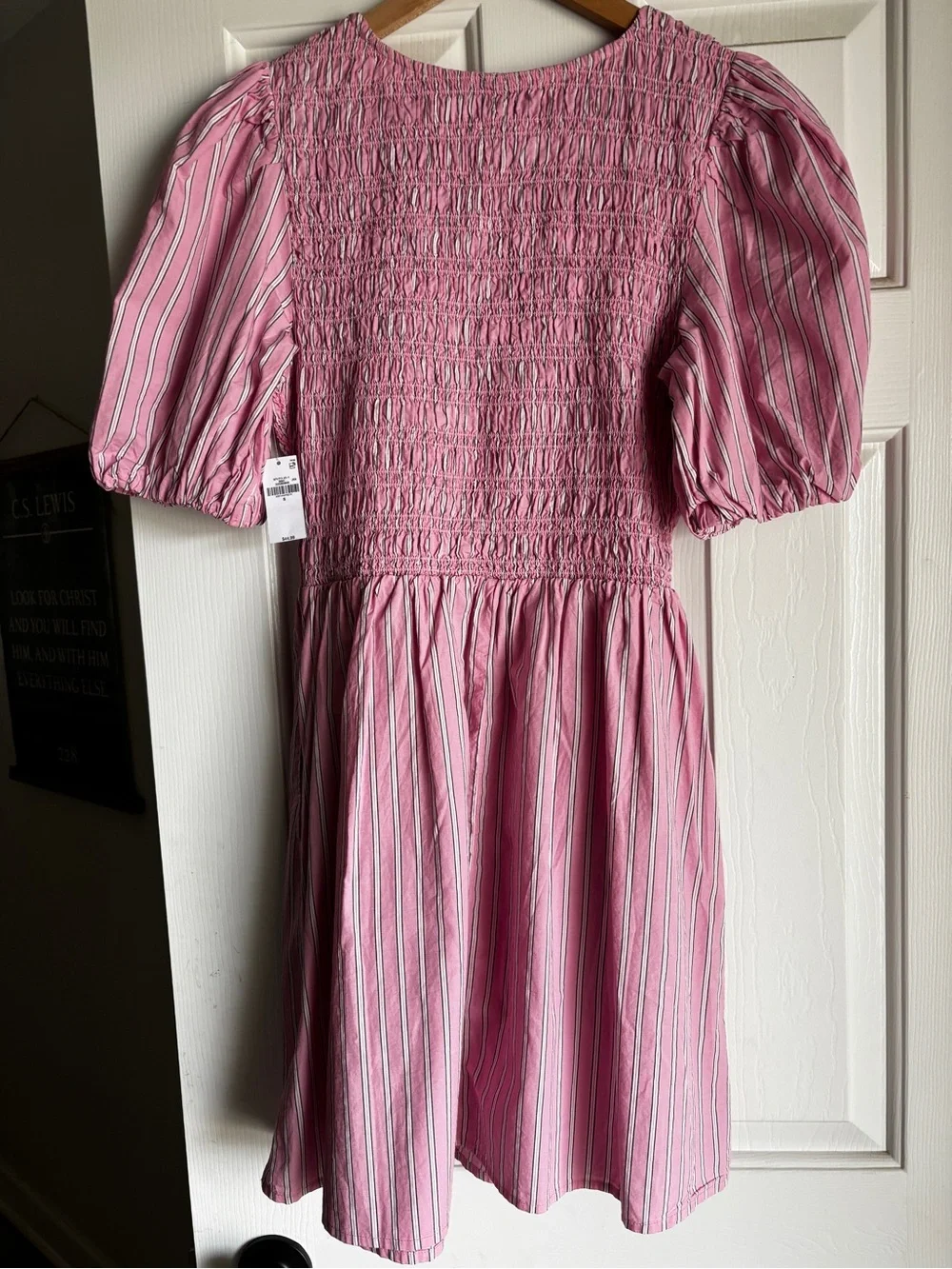 Women’s Pink Striped Smocked Dress